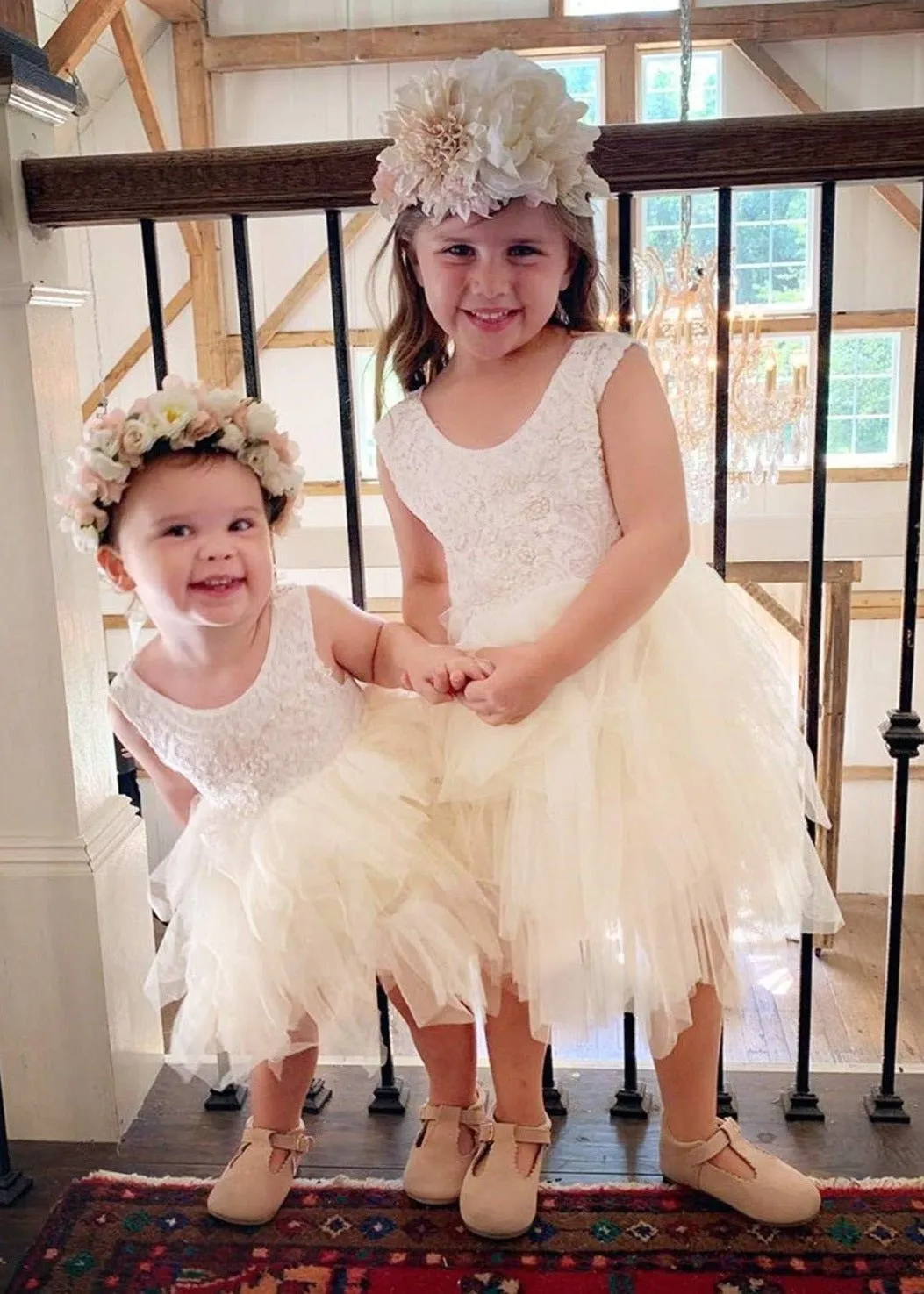 Peony Lace Flower Girl Dress in Ivory (tiered)