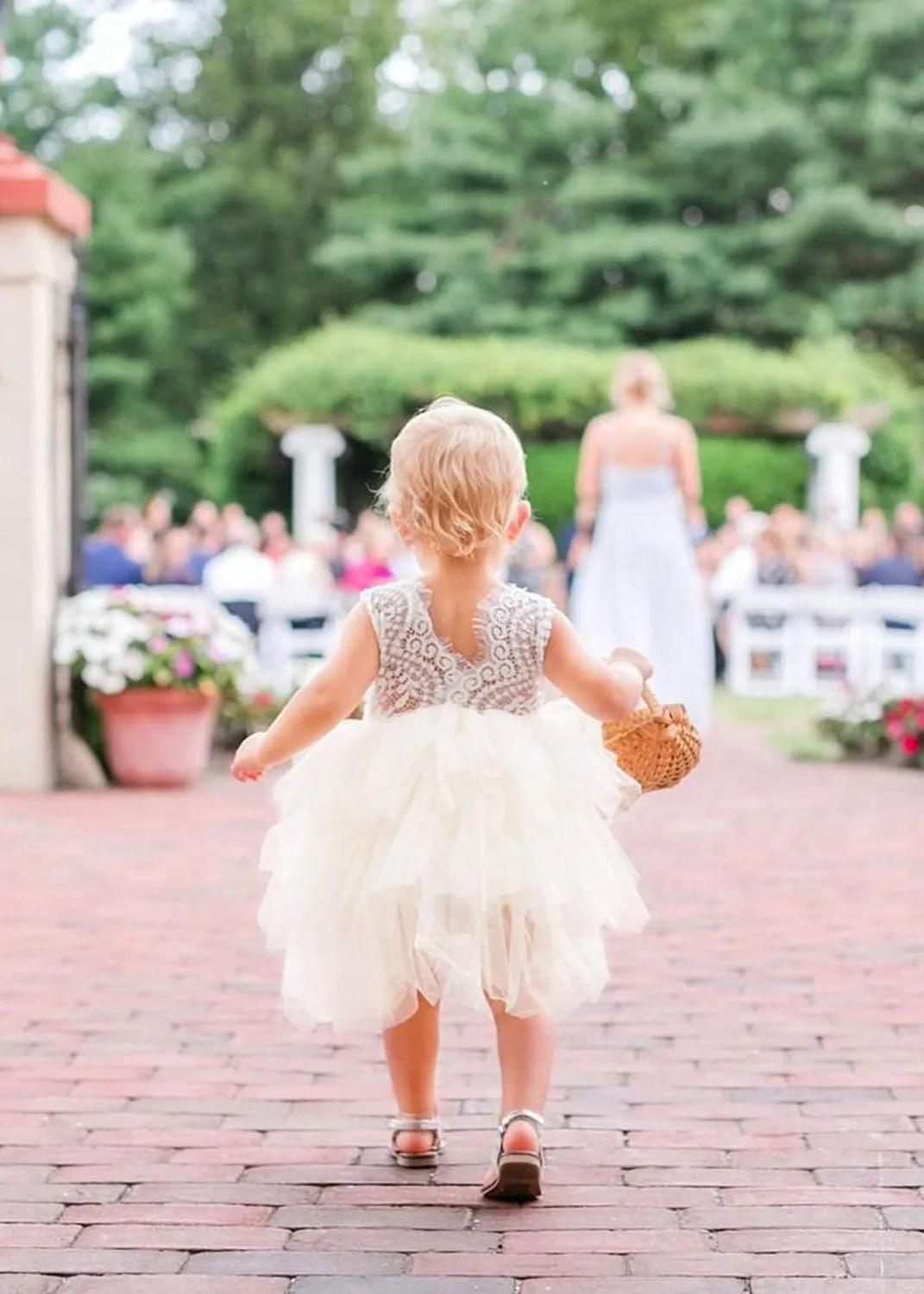 Peony Lace Flower Girl Dress in Ivory (tiered)