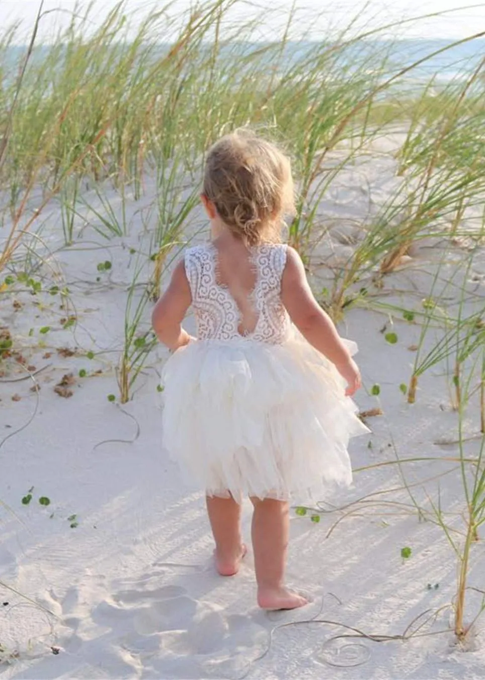 Peony Lace Flower Girl Dress in Ivory (tiered)