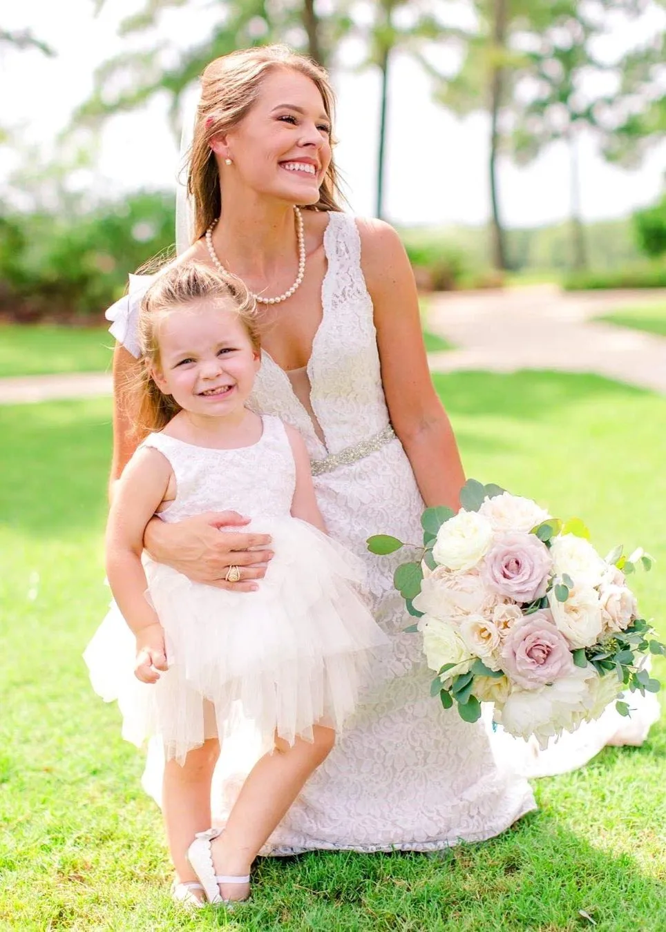 Peony Lace Flower Girl Dress in Ivory (tiered)