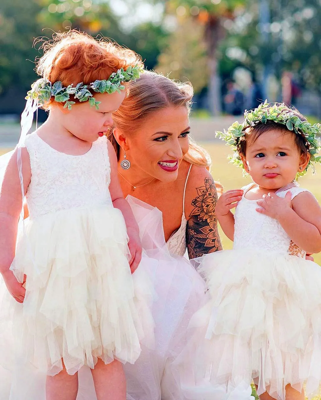 Peony Lace Flower Girl Dress in Ivory (tiered)