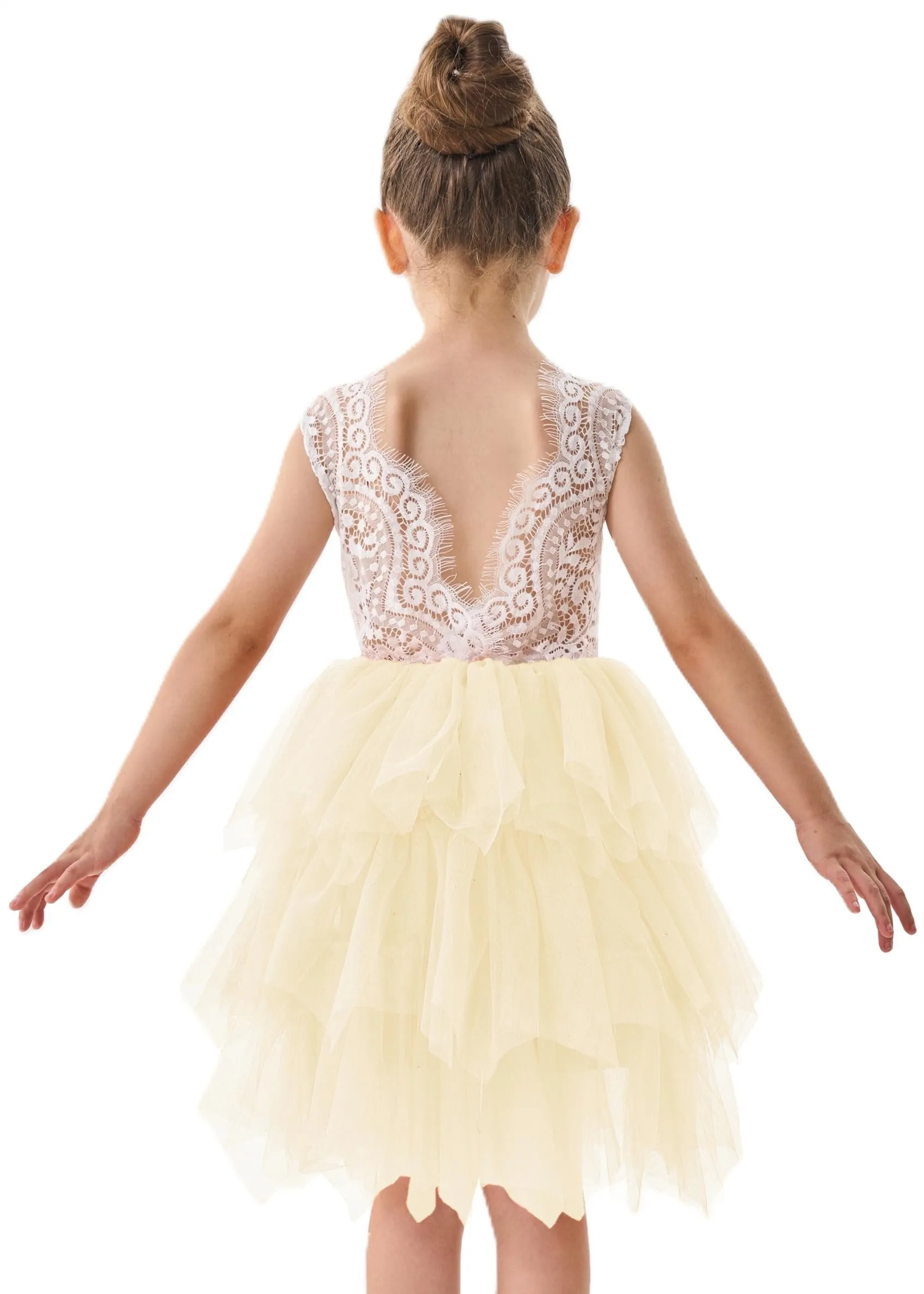 Peony Lace Flower Girl Dress in Ivory (tiered)