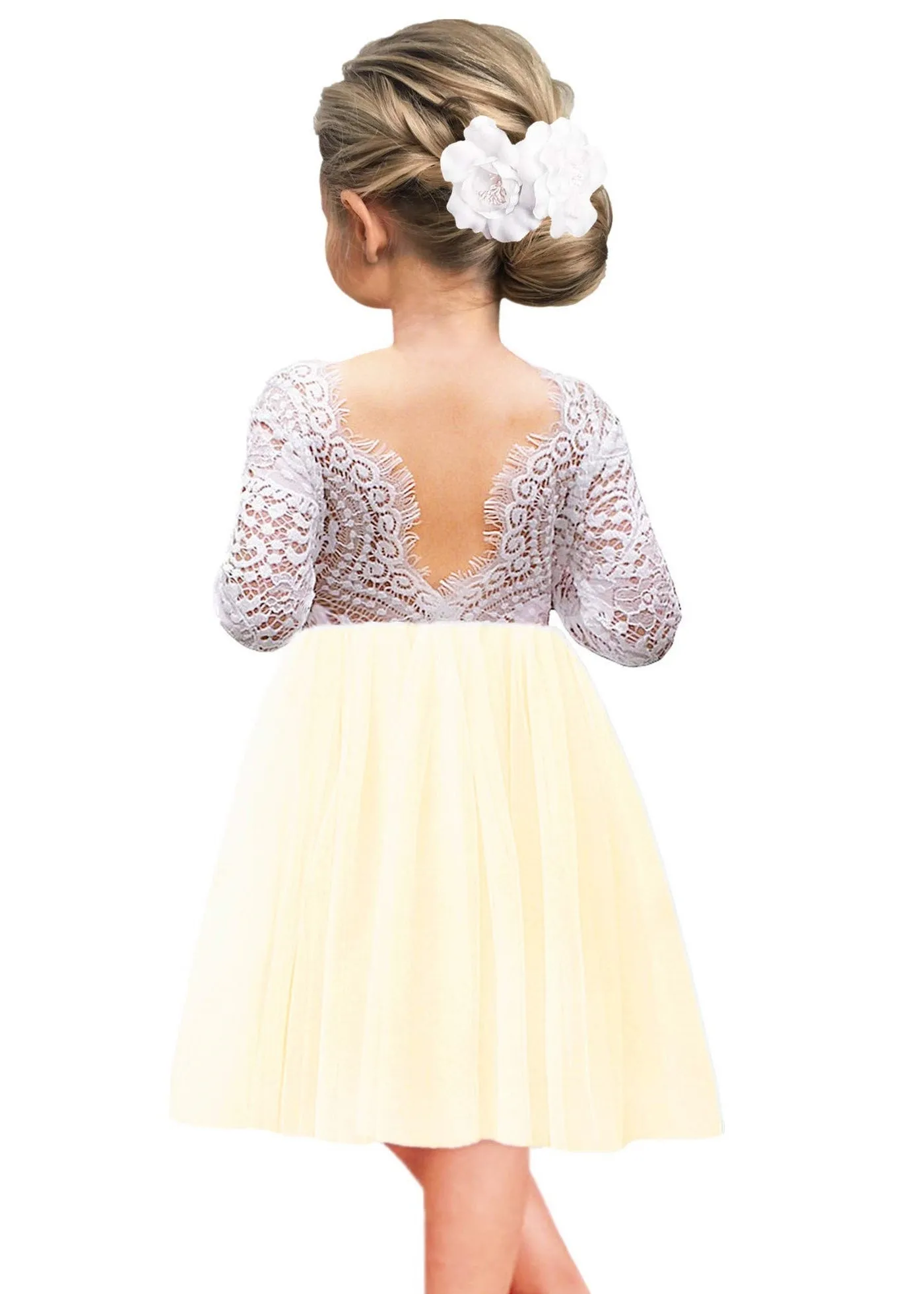 Peony Lace Flower Girl Dress in Ivory