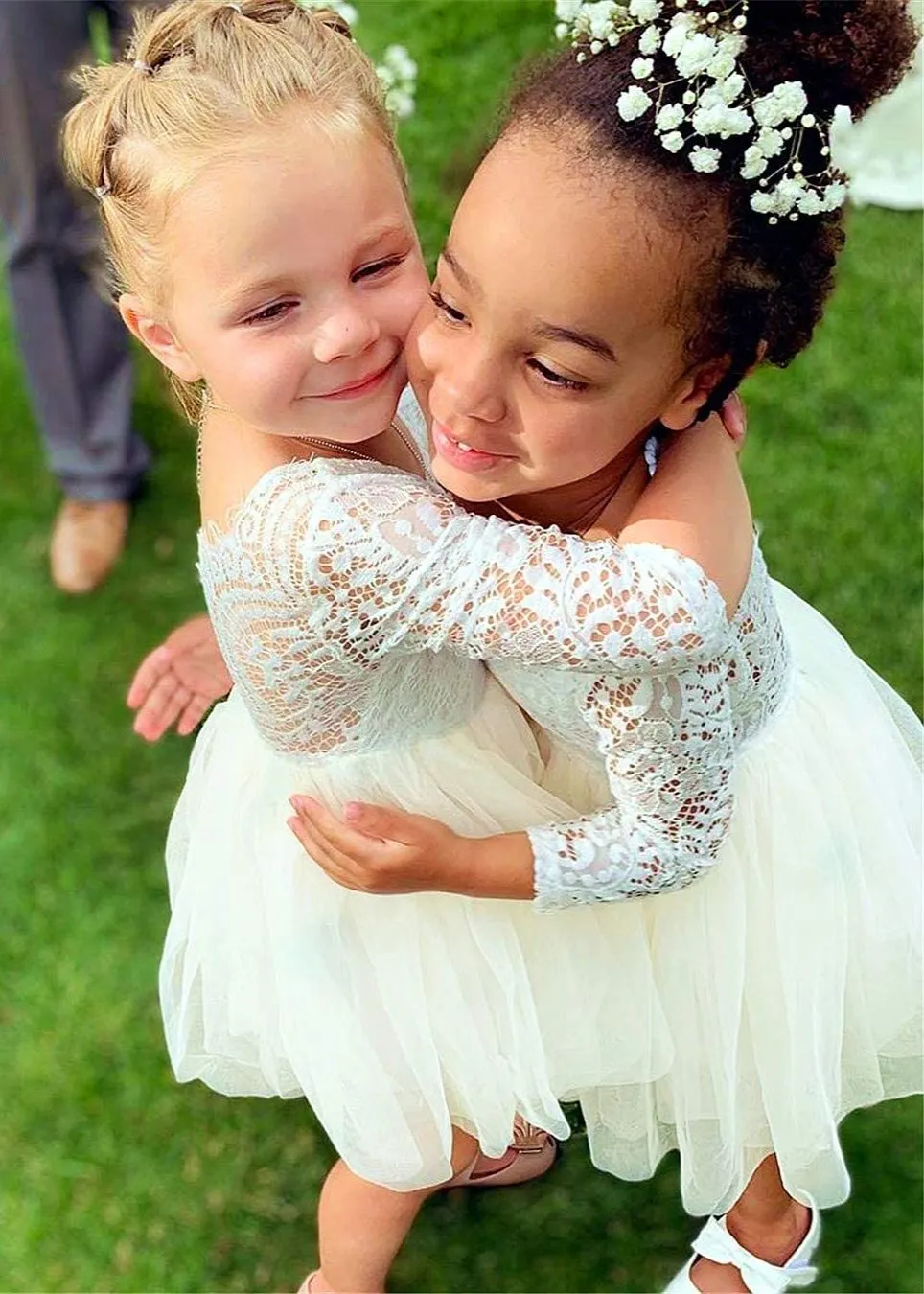 Peony Lace Flower Girl Dress in Ivory