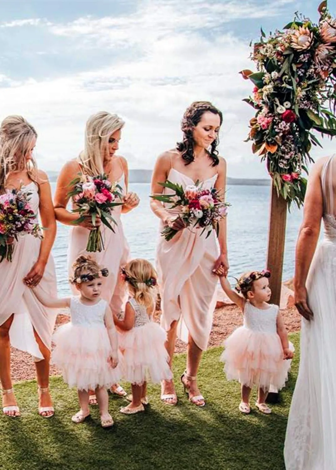 Peony Lace Flower Girl Dress in Pink (tiered)