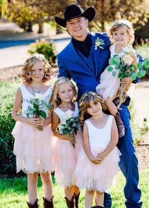 Peony Lace Flower Girl Dress in Pink (tiered)