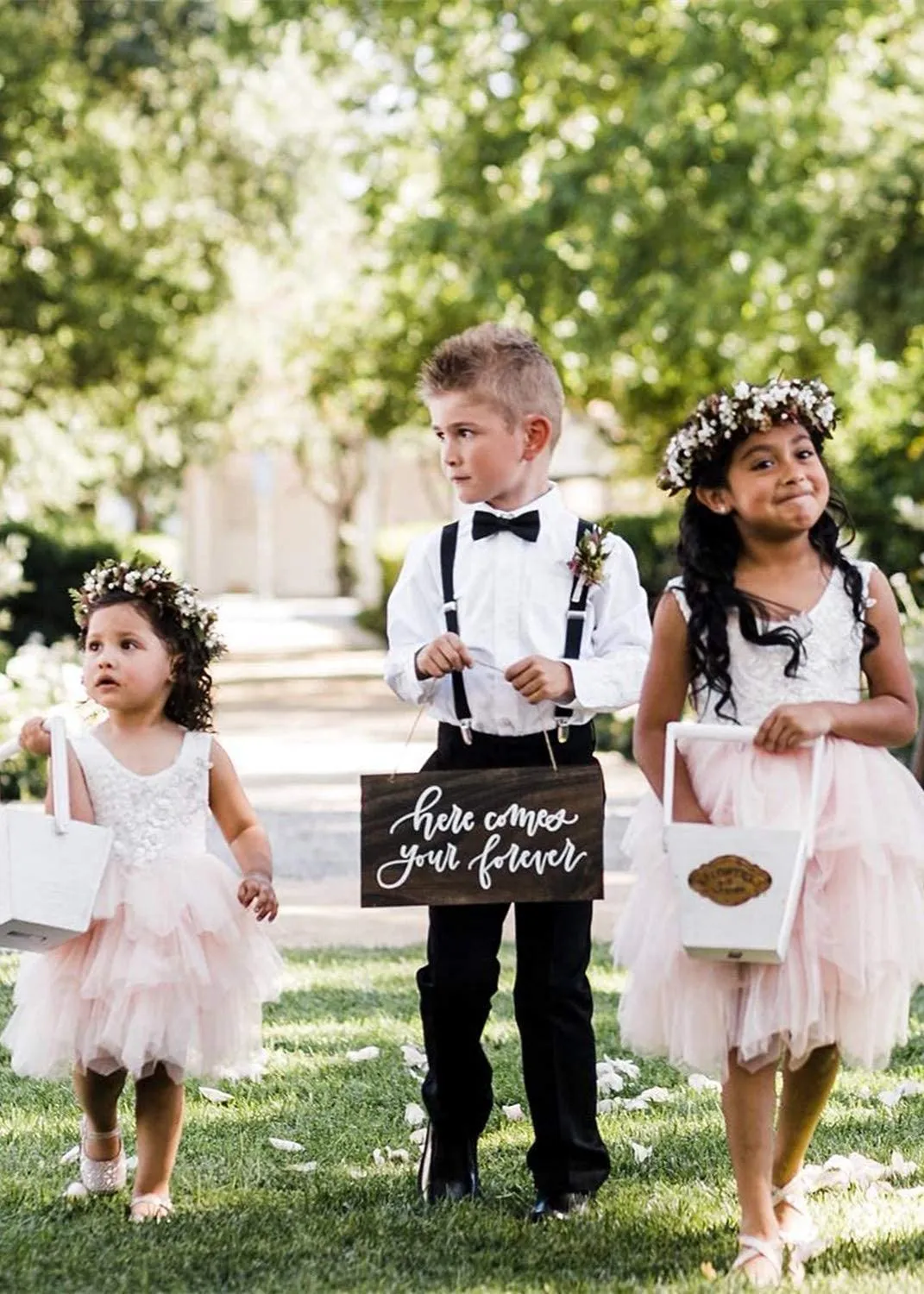 Peony Lace Flower Girl Dress in Pink (tiered)