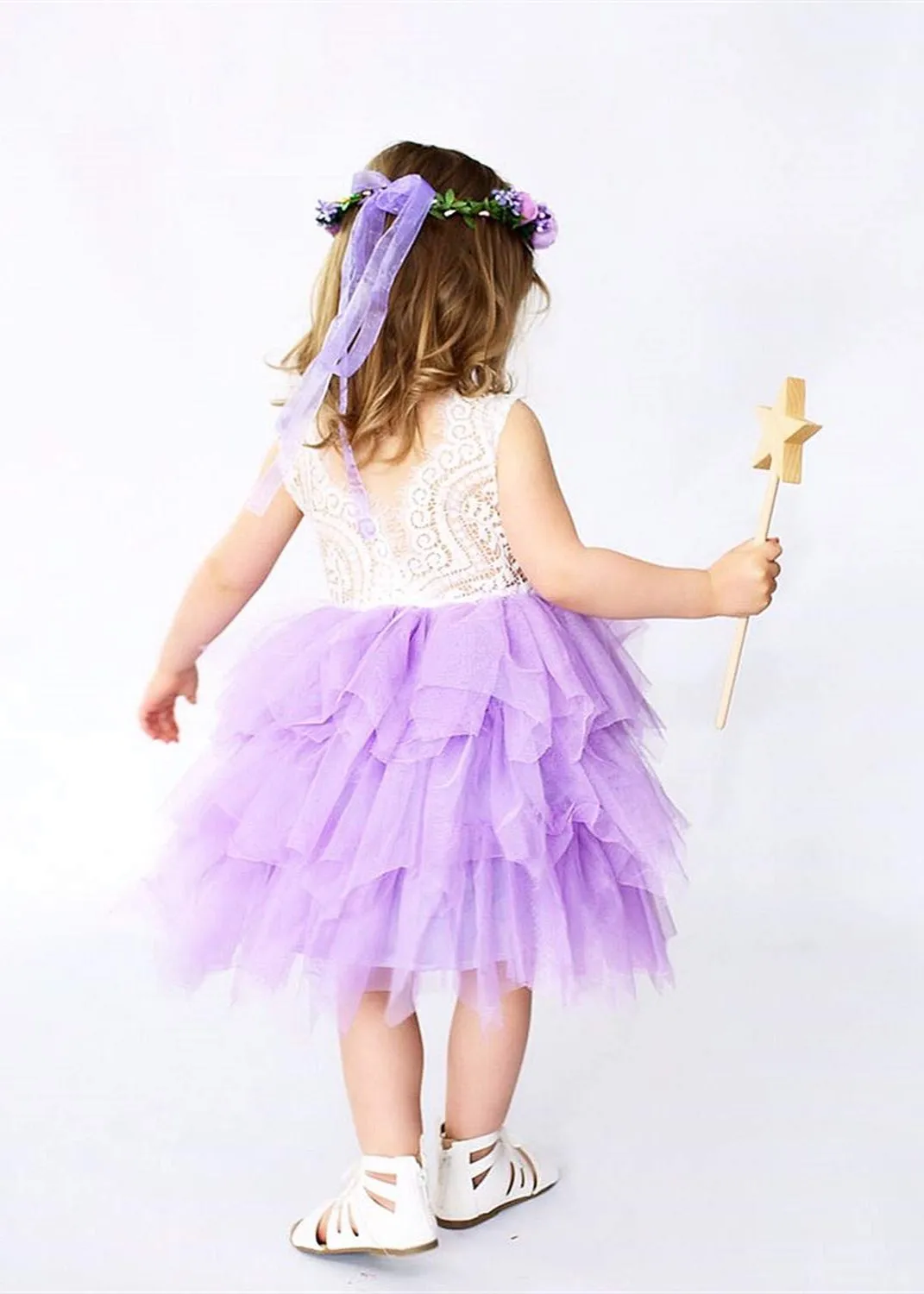 Peony Lace Flower Girl Dress in Purple (tiered)