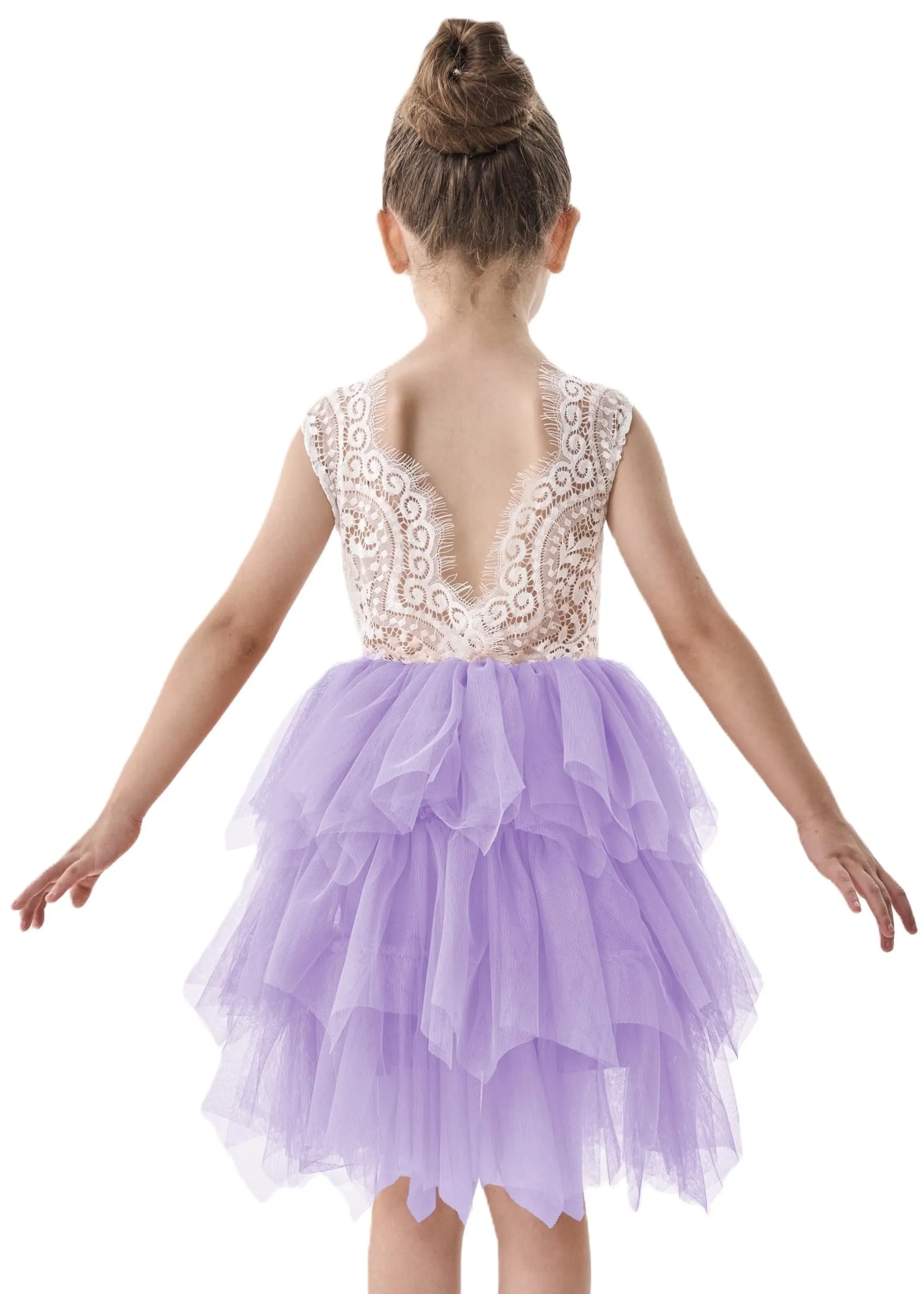 Peony Lace Flower Girl Dress in Purple (tiered)