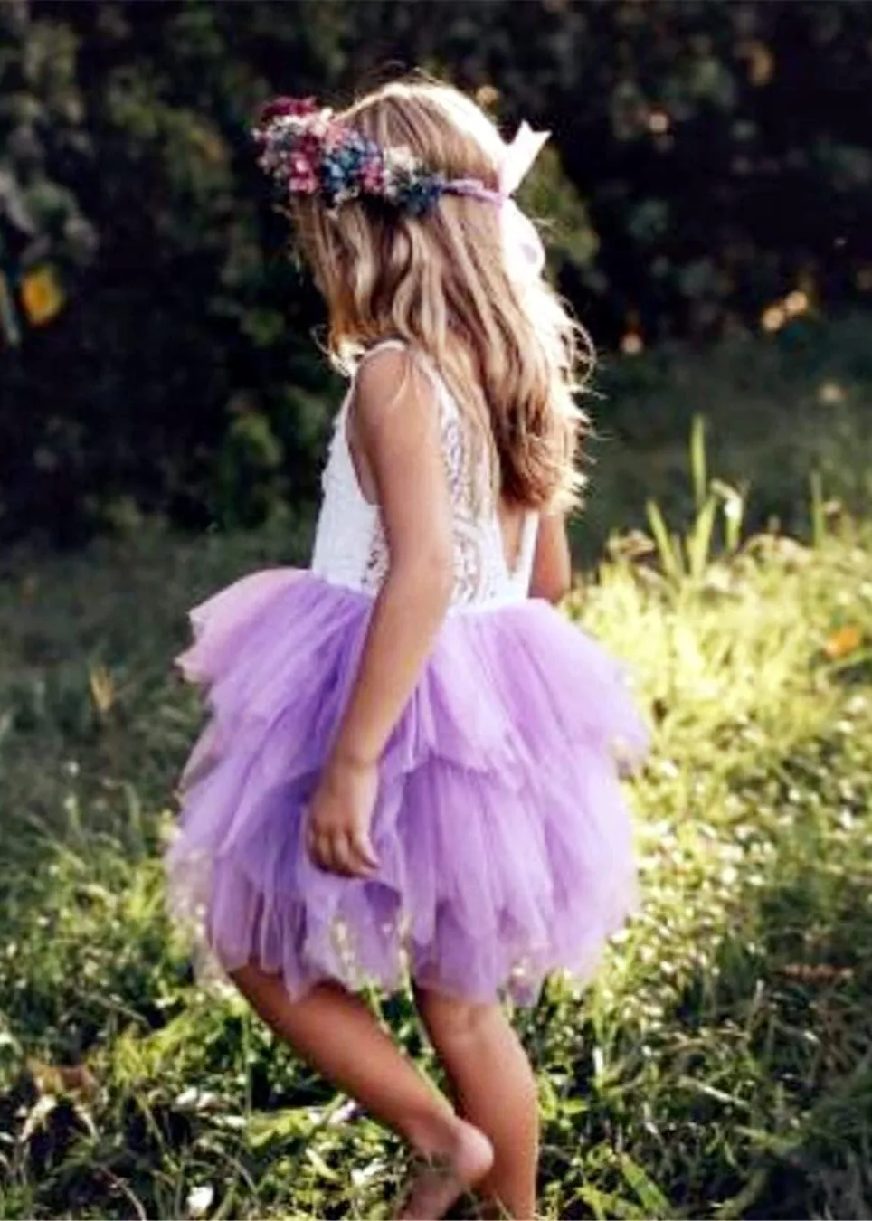 Peony Lace Flower Girl Dress in Purple (tiered)