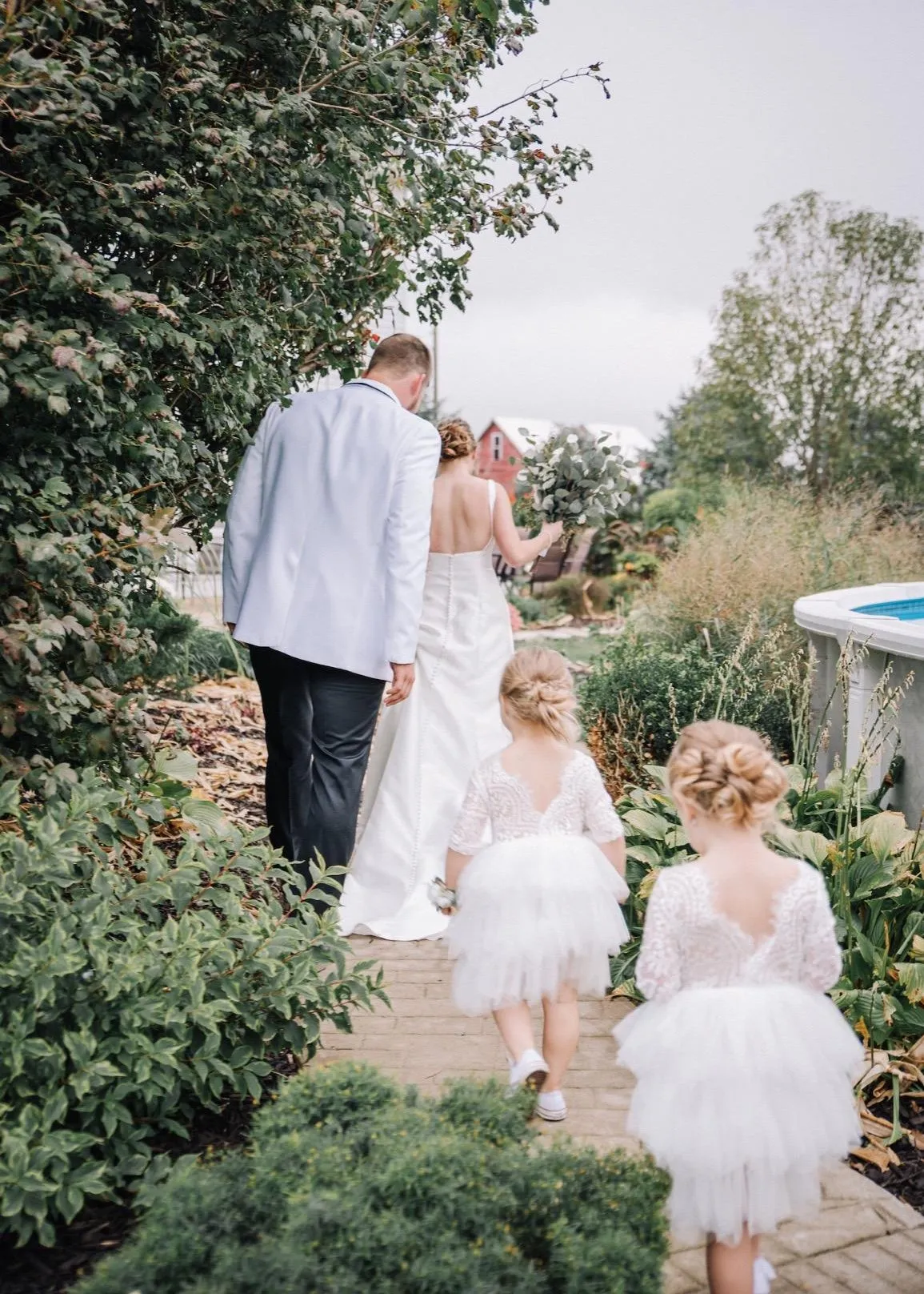 Peony Lace Flower Girl Dress in White (tiered)