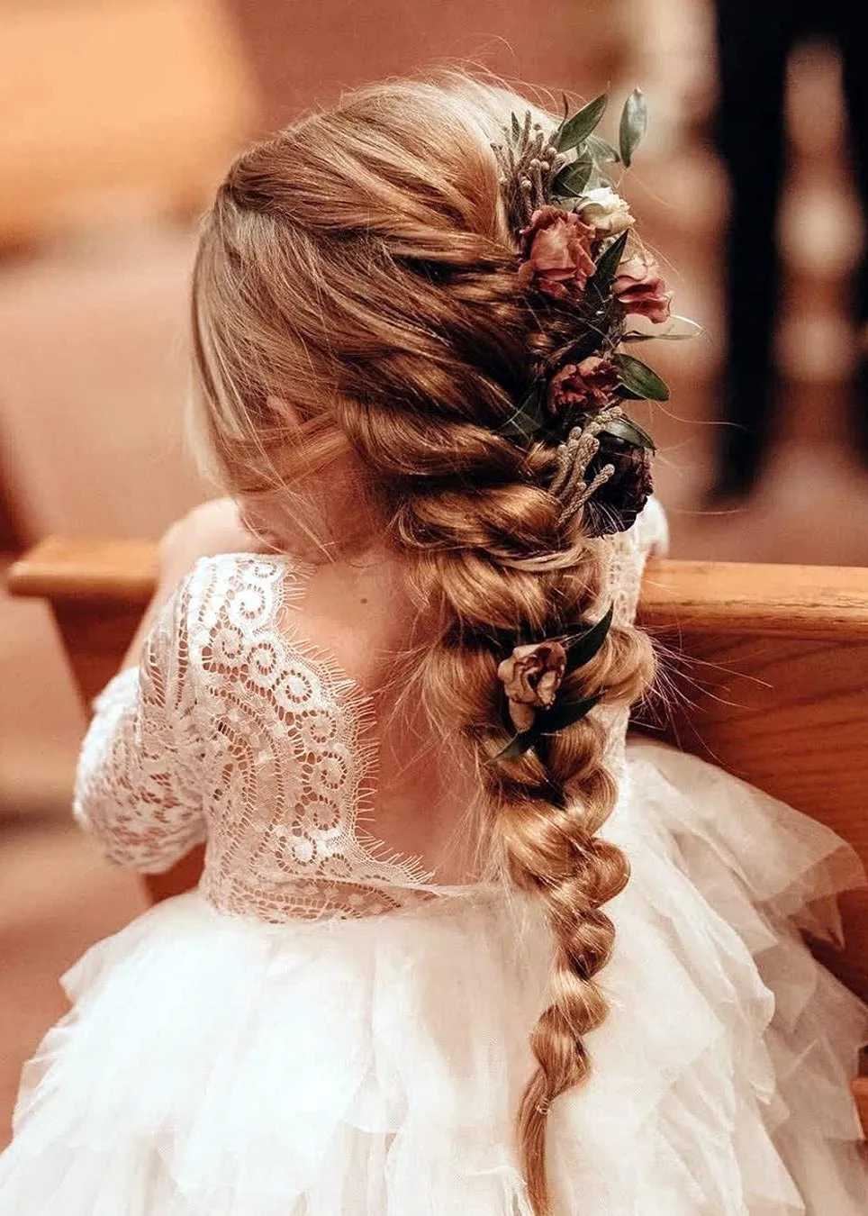 Peony Lace Flower Girl Dress in White (tiered)