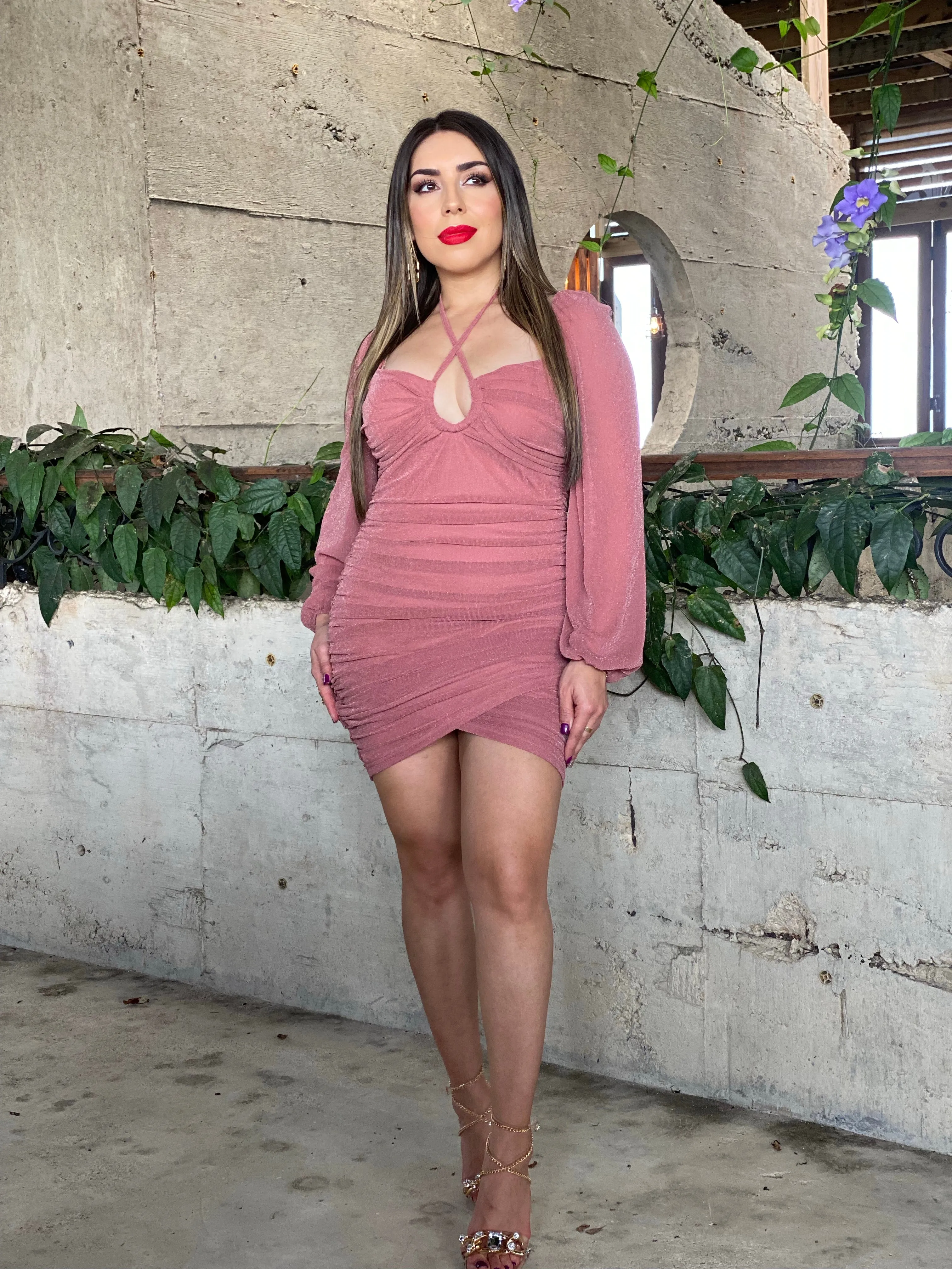 Pink Glitter Mini Dress