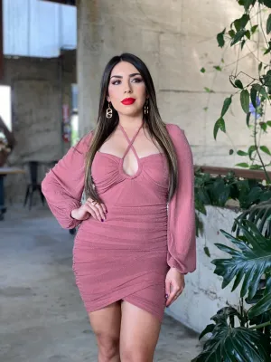 Pink Glitter Mini Dress