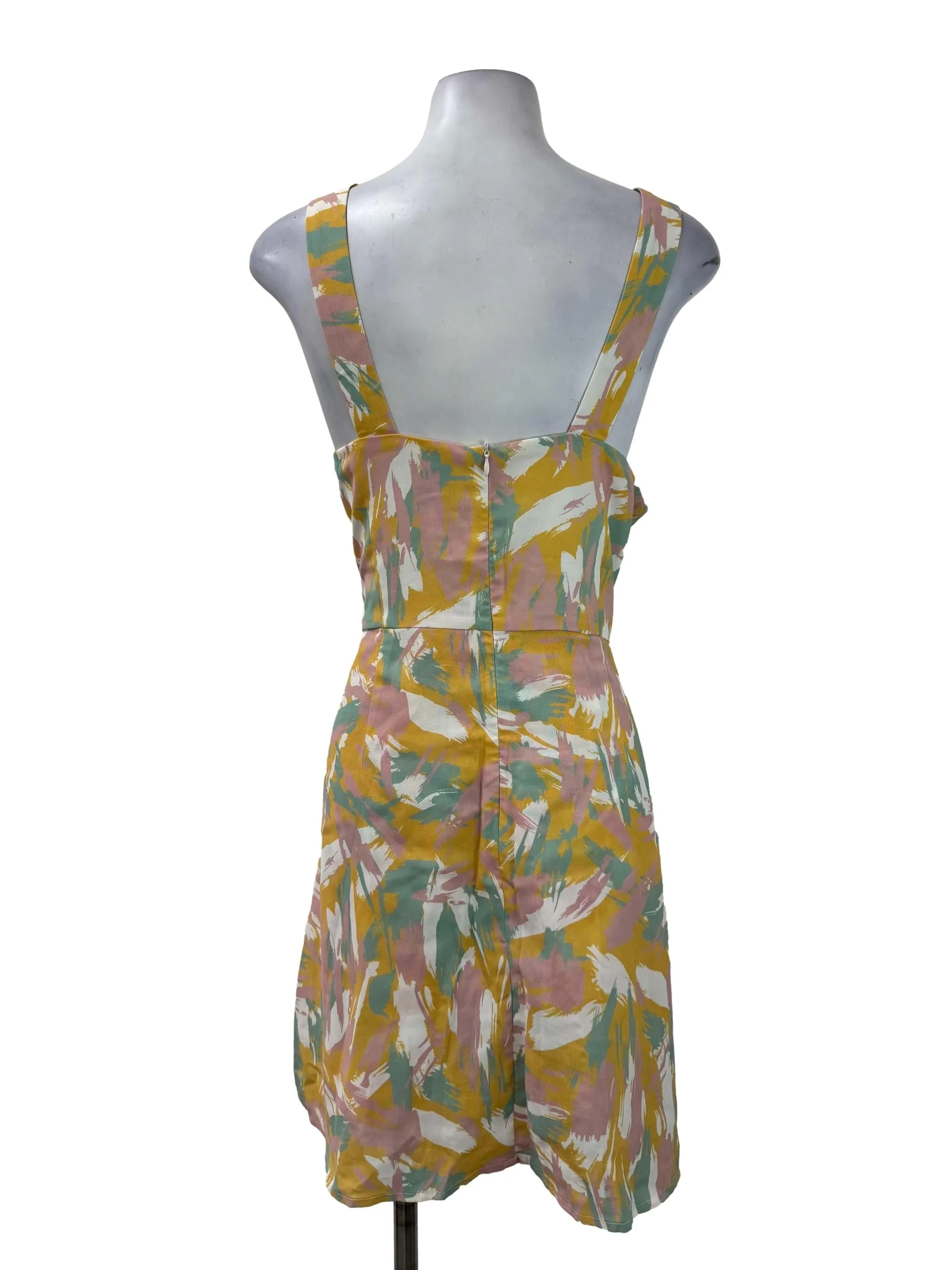 Pink Splash Pattern Sleeveless Dress