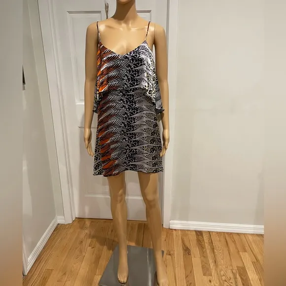 Planet Blue Low Open Back Mini Multicolored Zebra Slip Dress Size 2.