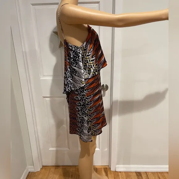 Planet Blue Low Open Back Mini Multicolored Zebra Slip Dress Size 2.