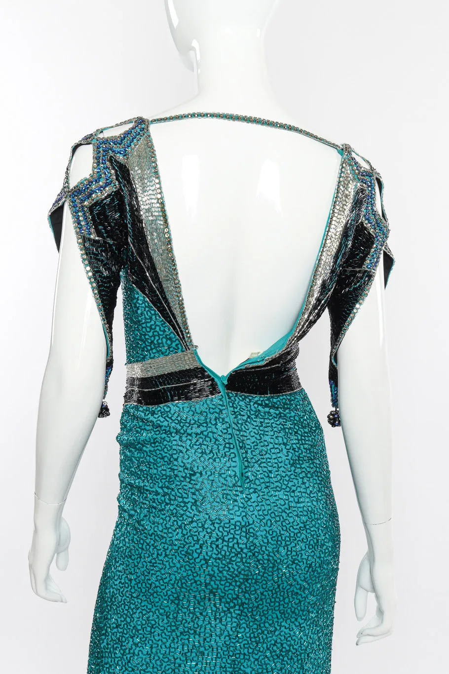 Plunge Back Beaded Deco Dress