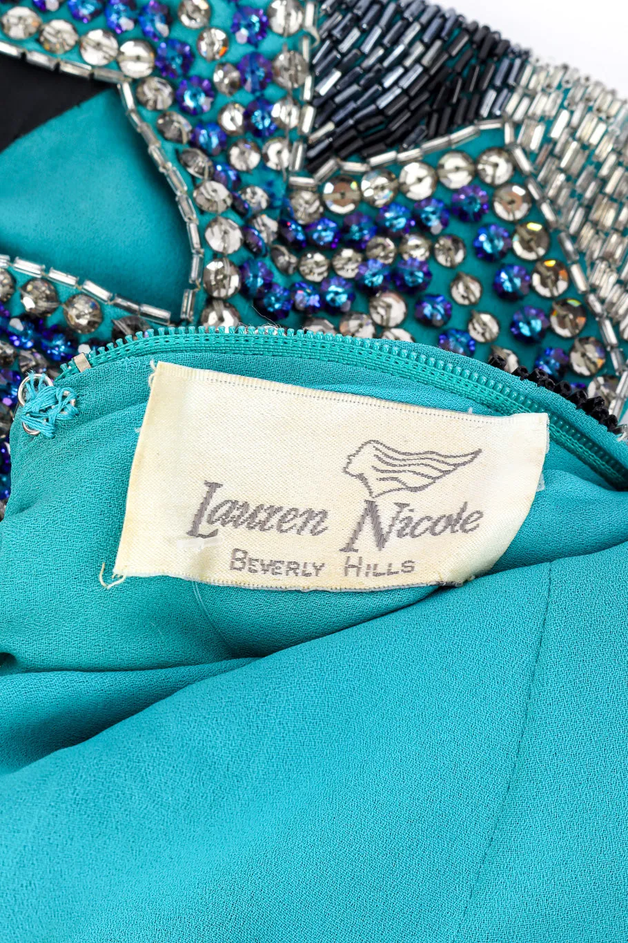 Plunge Back Beaded Deco Dress