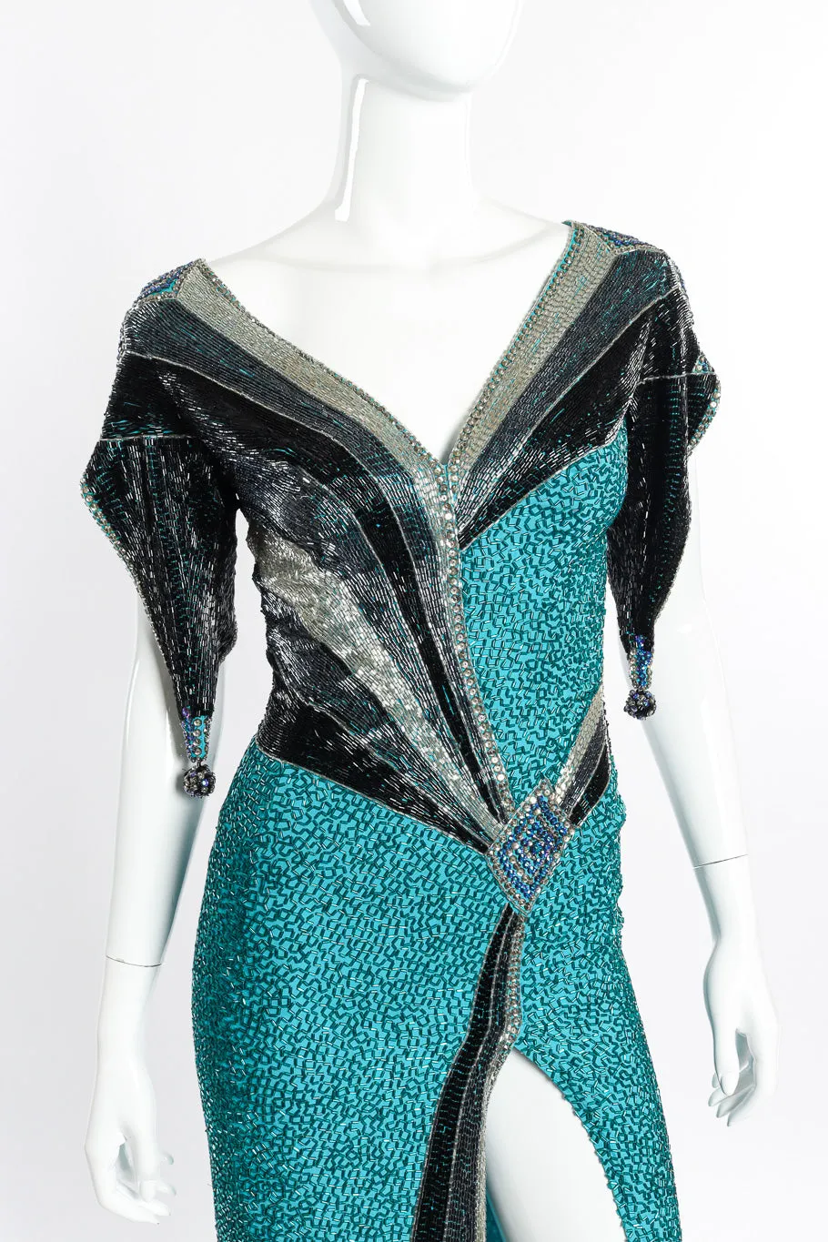 Plunge Back Beaded Deco Dress