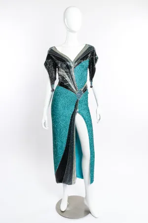 Plunge Back Beaded Deco Dress