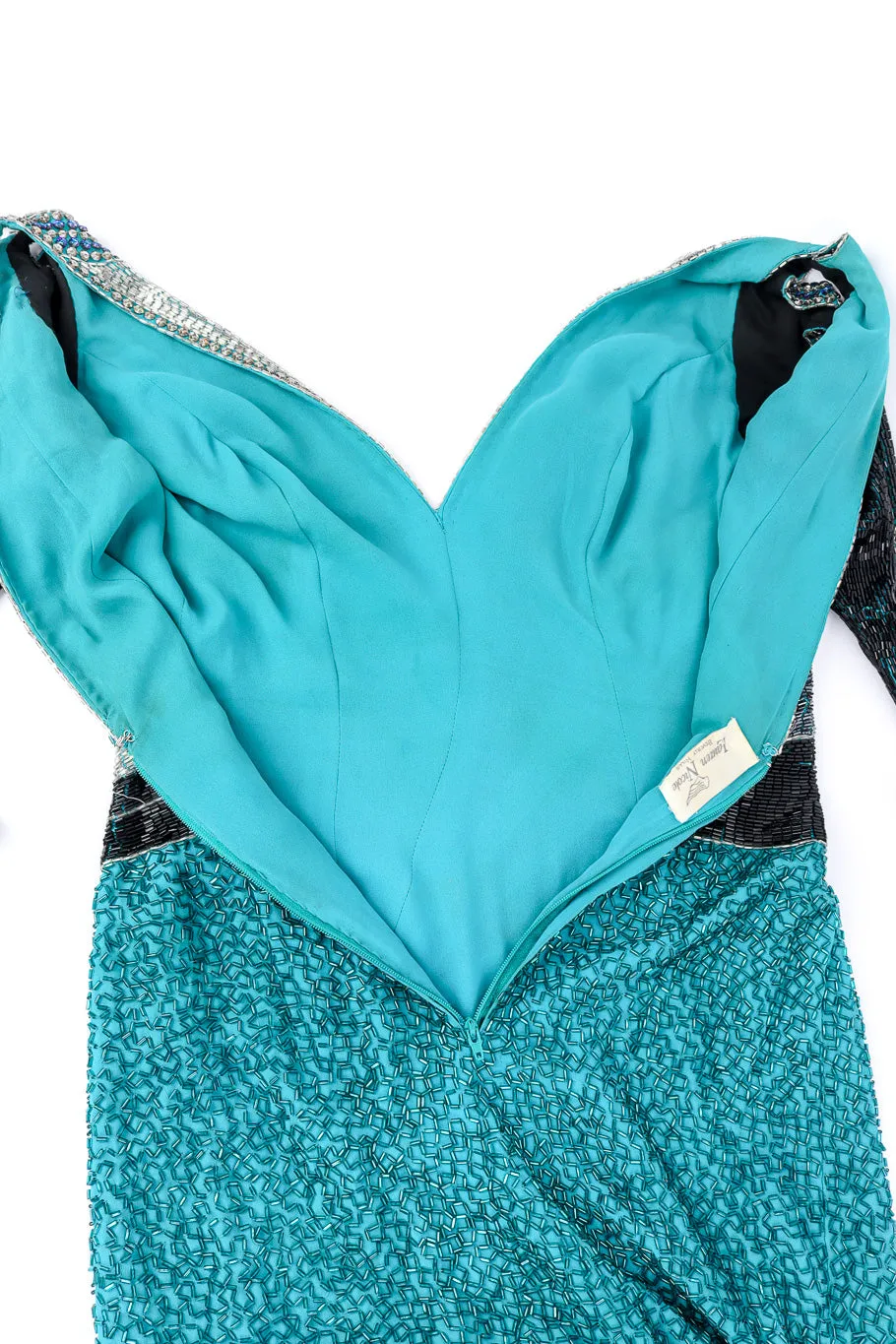 Plunge Back Beaded Deco Dress