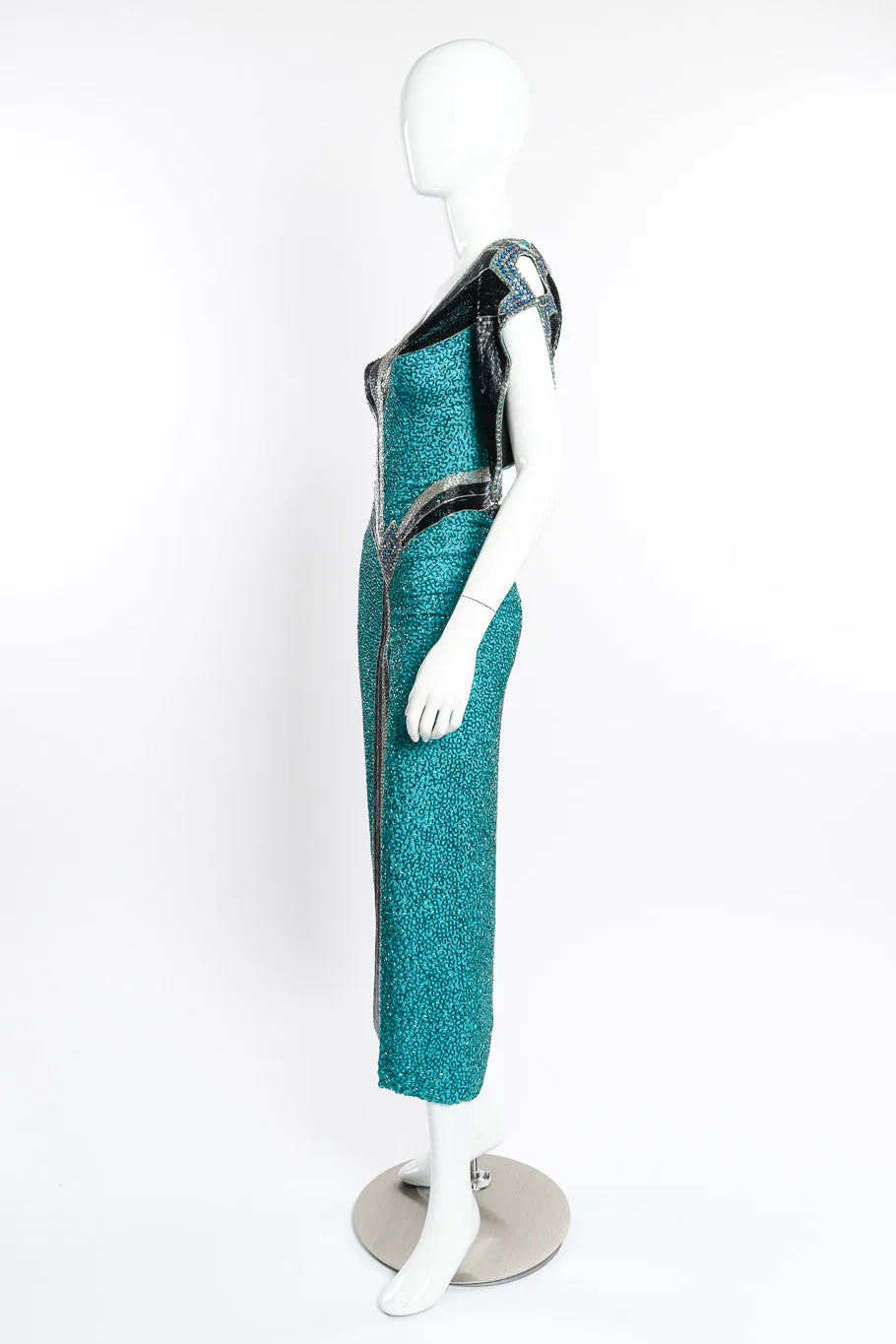 Plunge Back Beaded Deco Dress