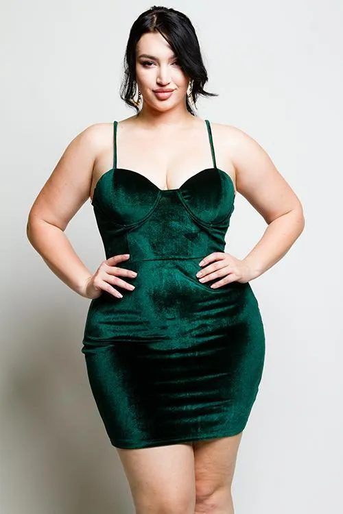 Plus Size Bustier Soft Velvet Dress [SALE]