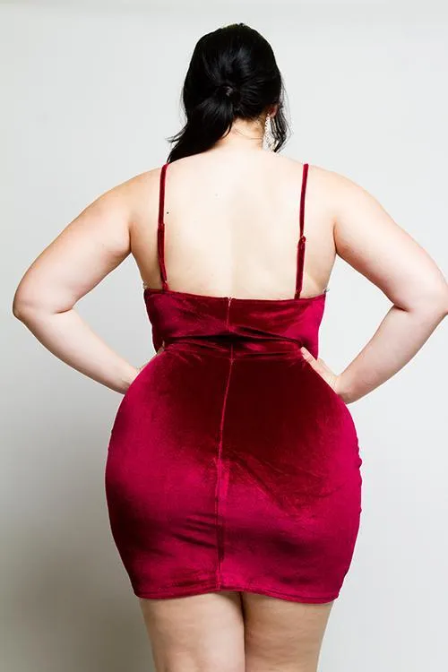 Plus Size Bustier Soft Velvet Dress [SALE]