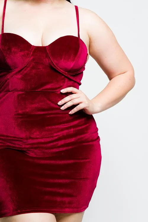 Plus Size Bustier Soft Velvet Dress [SALE]