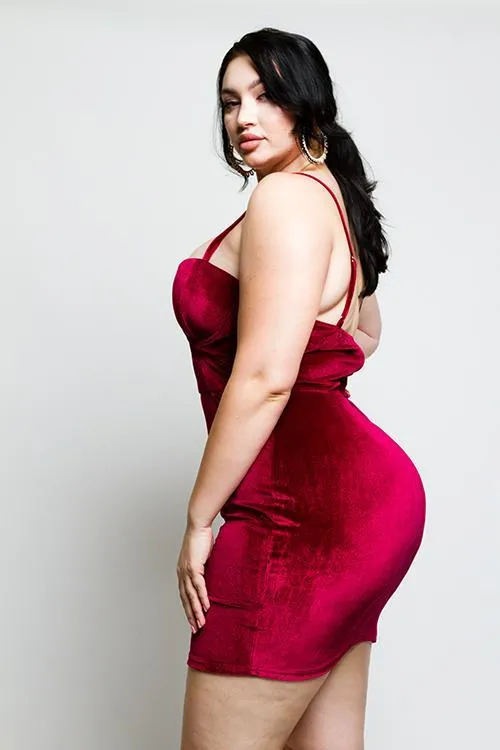 Plus Size Bustier Soft Velvet Dress [SALE]