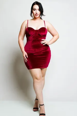 Plus Size Bustier Soft Velvet Dress [SALE]