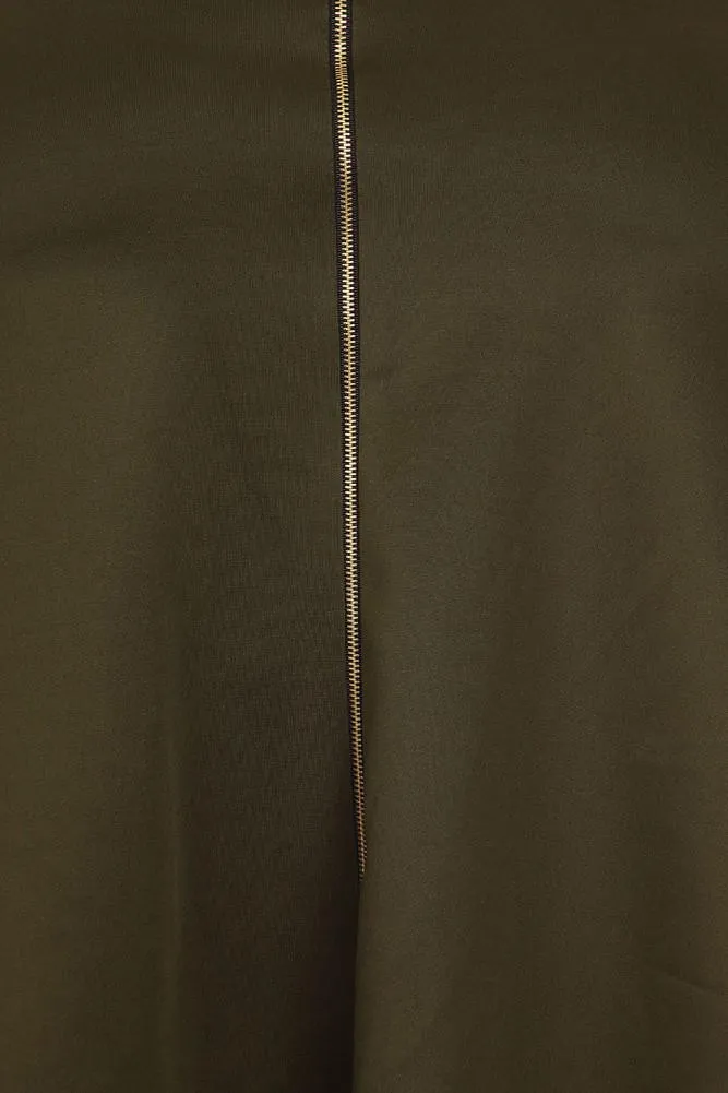Plus Size Color Block Olive A line Dip Hem Dress