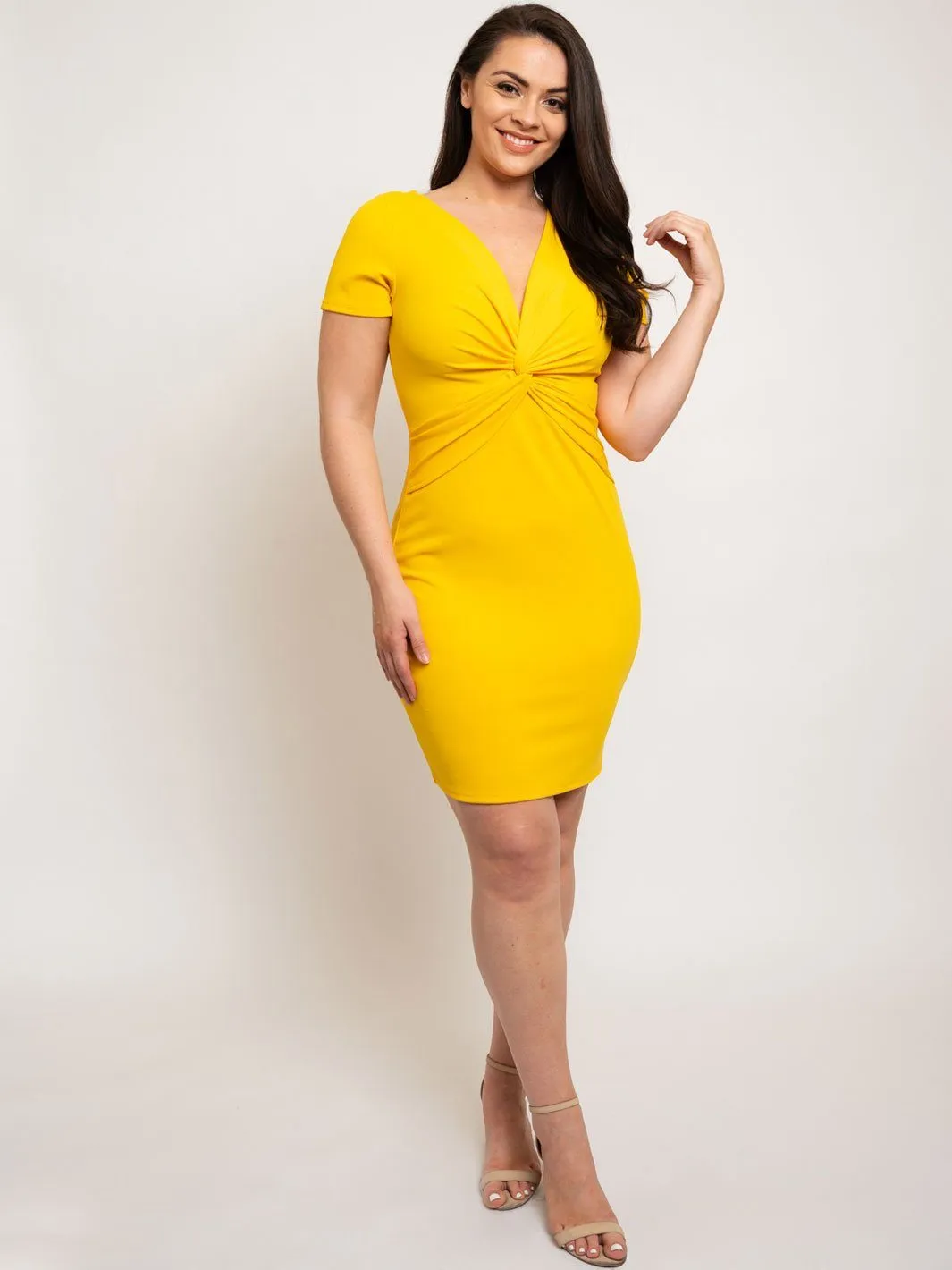 PLUS SIZE FRONT KNOT MINI DRESS
