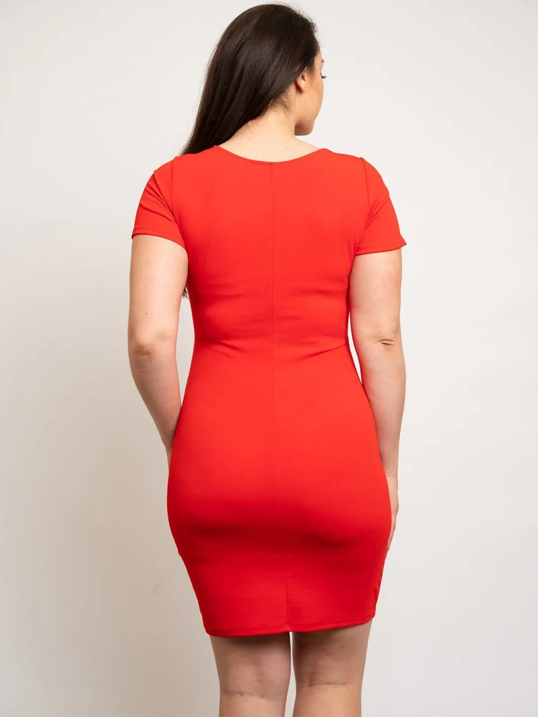 PLUS SIZE FRONT KNOT MINI DRESS