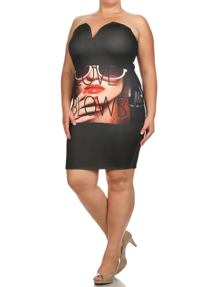 Plus Size Love Blows Graphic Print Dress