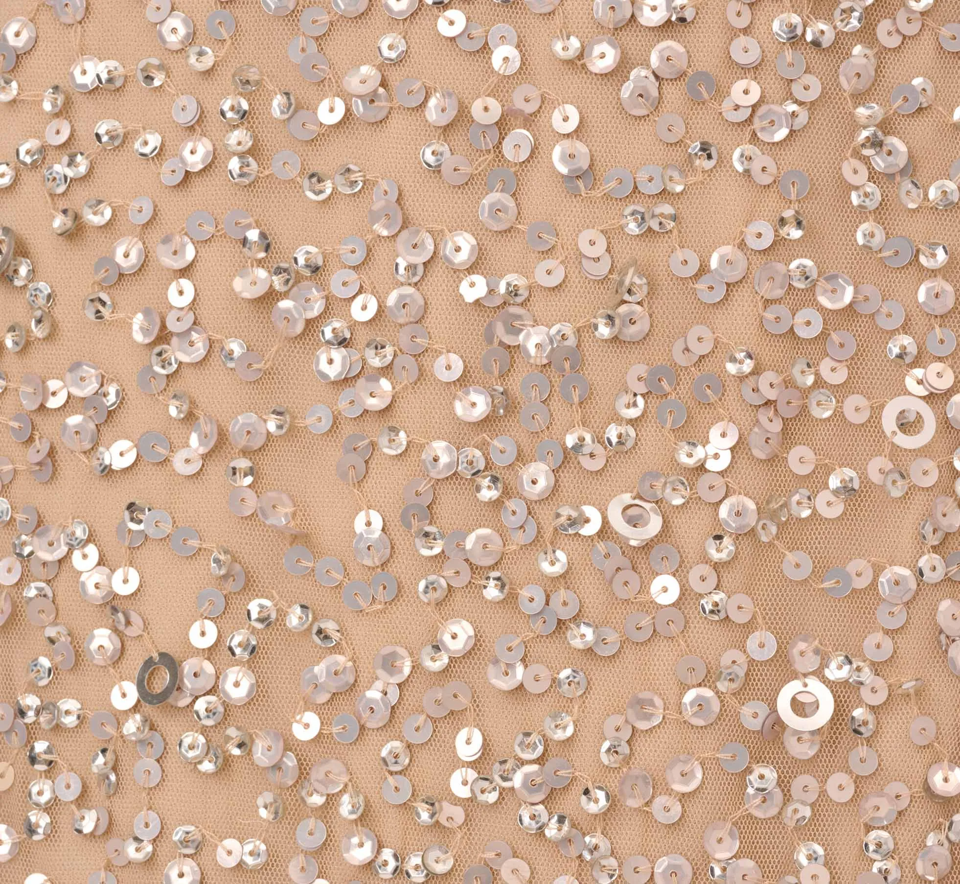 Plus Size Scoop Back Sequin Gown In Champagne