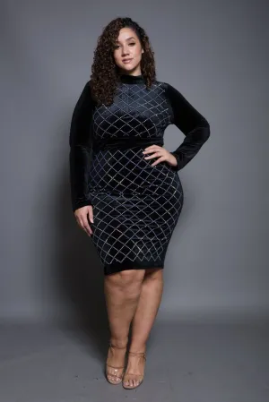 Plus Size Velvet Sequin Dress