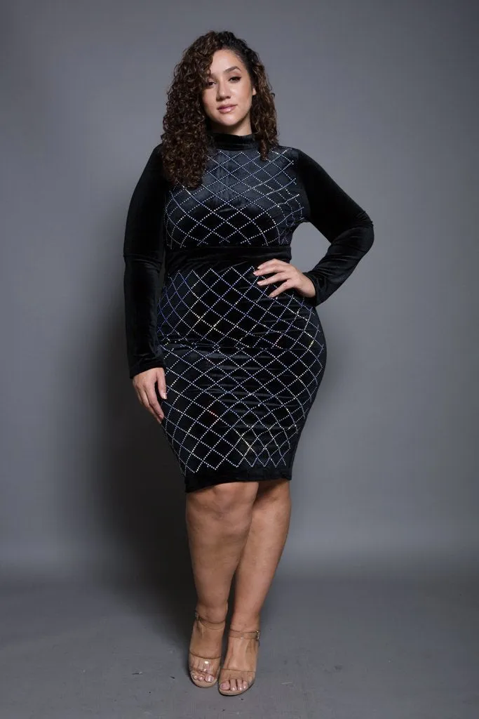 Plus Size Velvet Sequin Dress