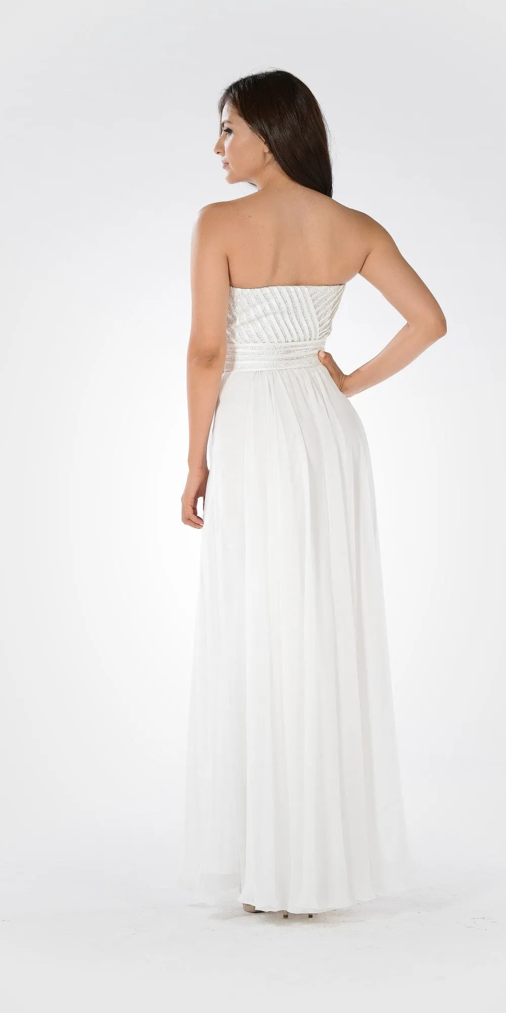 Poly USA 7714 Sweetheart Neck Sequined Bodice Long Dress