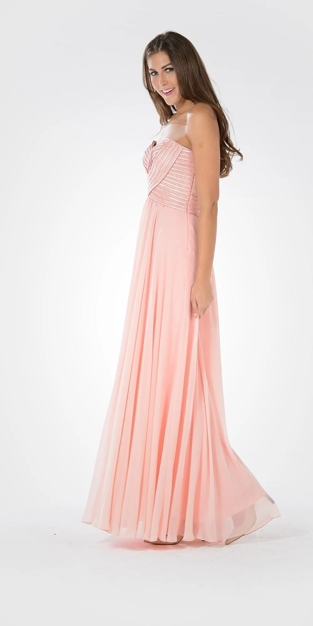 Poly USA 7714 Sweetheart Neck Sequined Bodice Long Dress