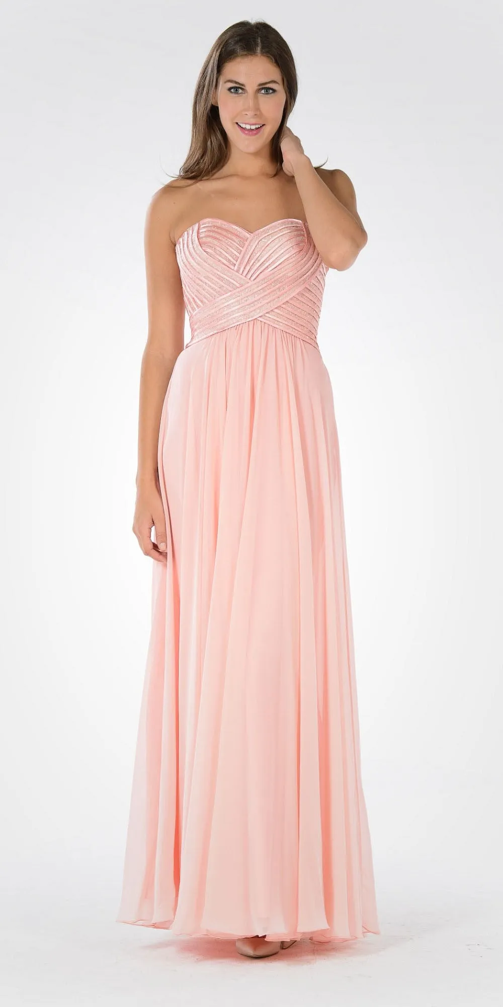 Poly USA 7714 Sweetheart Neck Sequined Bodice Long Dress