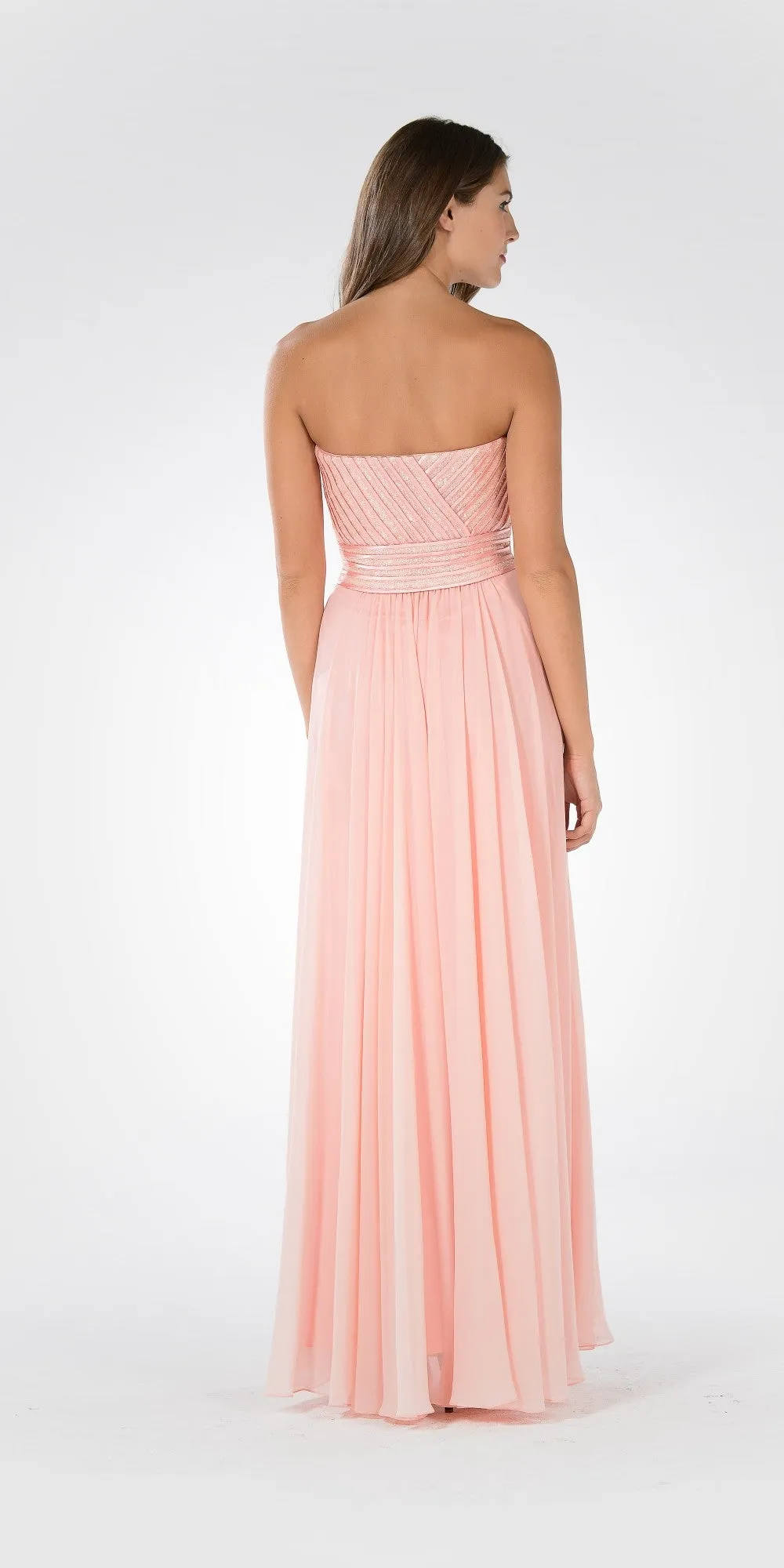 Poly USA 7714 Sweetheart Neck Sequined Bodice Long Dress