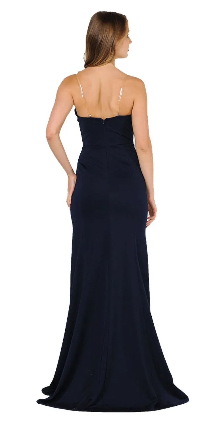 Poly USA 8488 Strapless Long Dress with Sheer Cut-Out