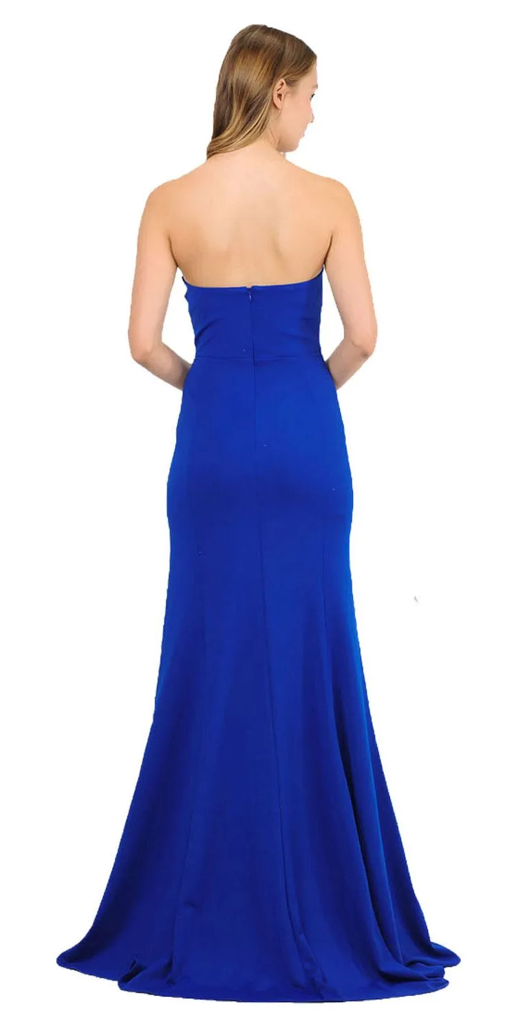 Poly USA 8488 Strapless Long Dress with Sheer Cut-Out