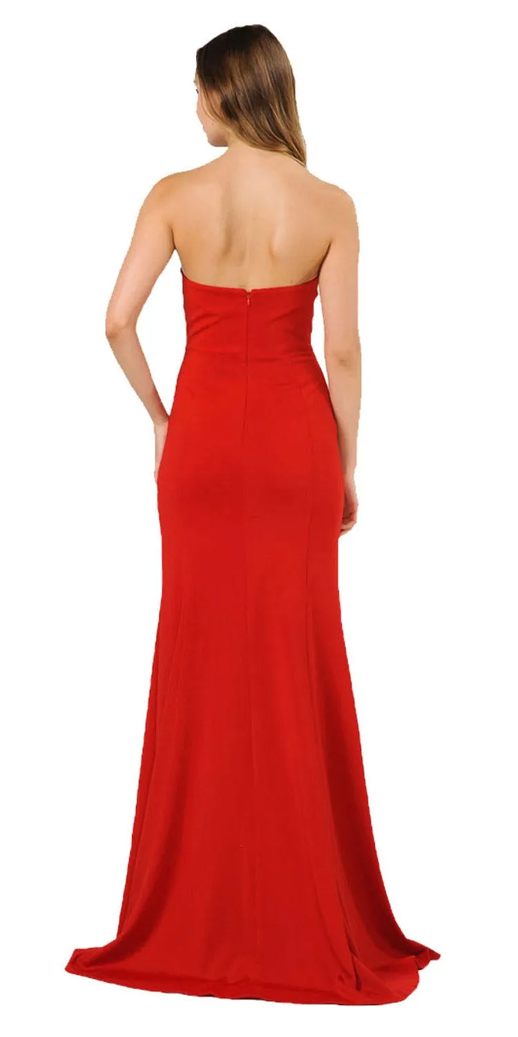 Poly USA 8488 Strapless Long Dress with Sheer Cut-Out