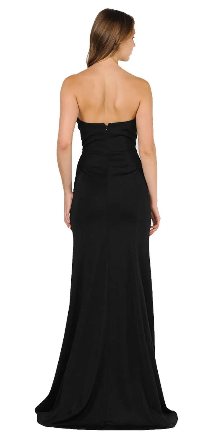 Poly USA 8488 Strapless Long Dress with Sheer Cut-Out