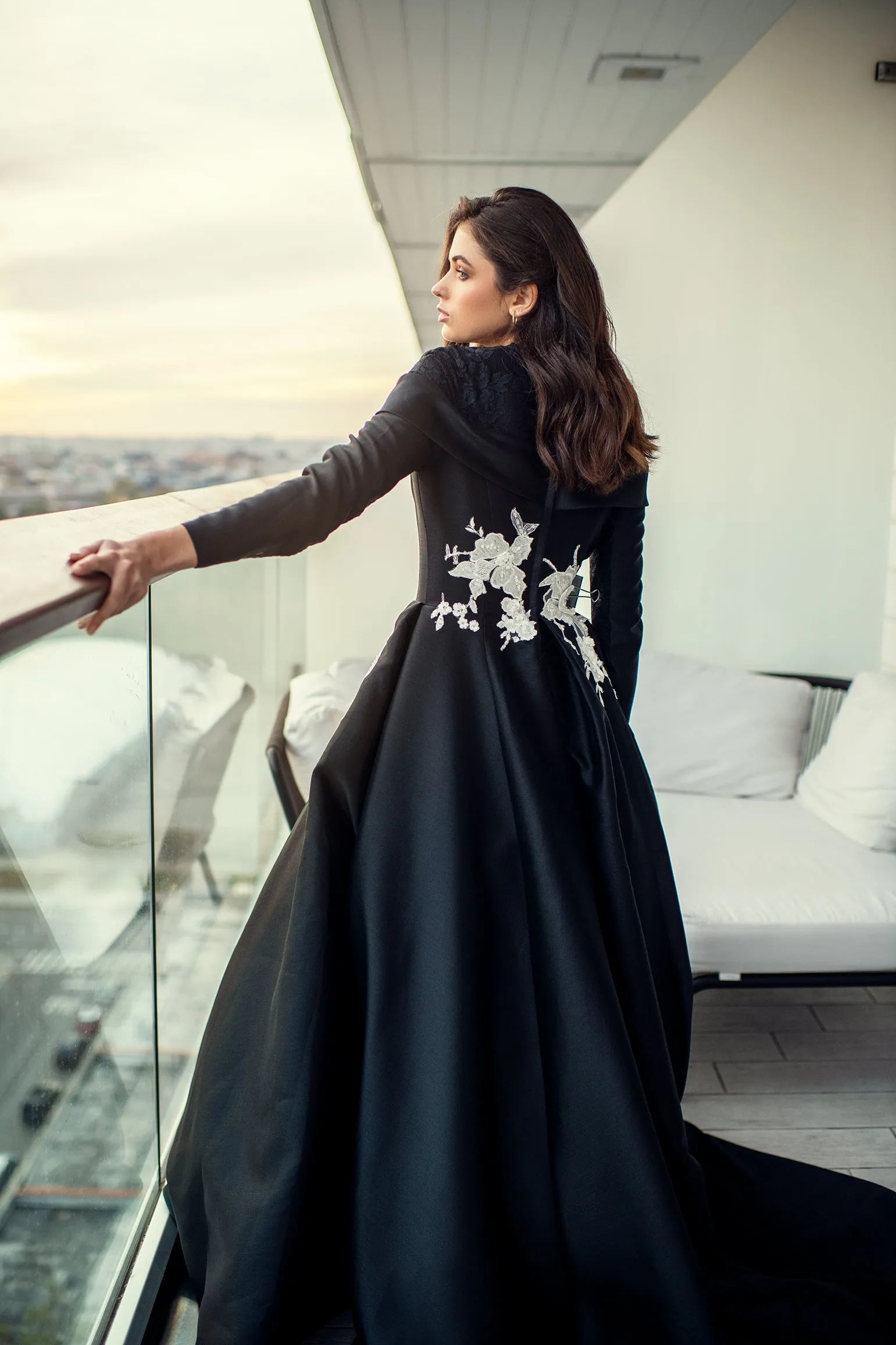 Powder • Silk Charmeuse and French Lace Gown