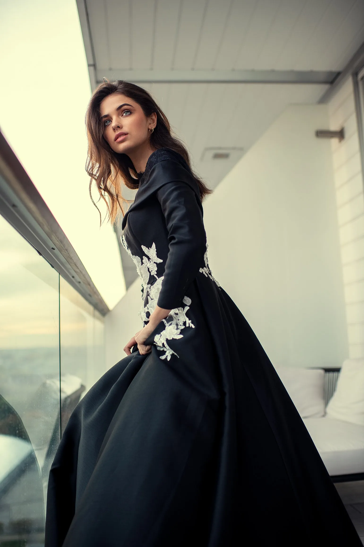 Powder • Silk Charmeuse and French Lace Gown