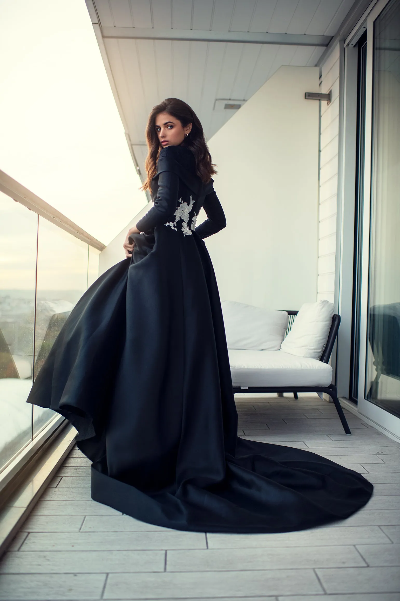 Powder • Silk Charmeuse and French Lace Gown